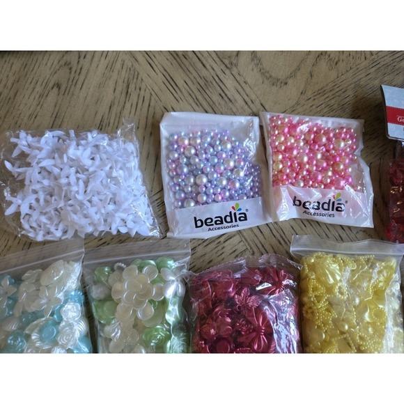 Huge Lot Of Beads Jewelry Making Flat Backs Resin DIY Soap New NWT Thousands